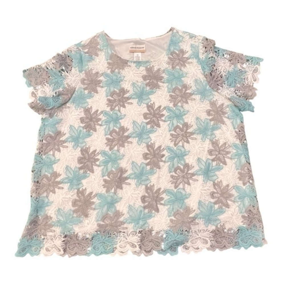 Alfred Dunner Layered Lace Top Short Sleeve Size 20 Winter Colors Business Cas